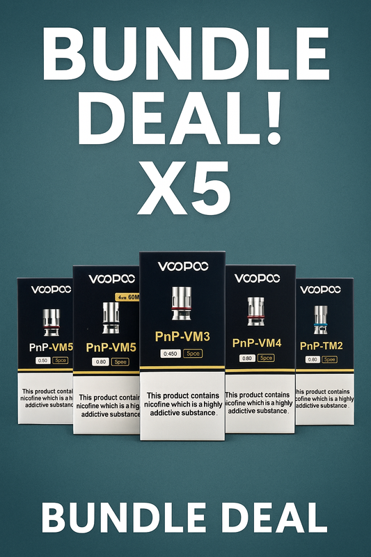 VooPoo vape device bundle deal packaging on a blue background